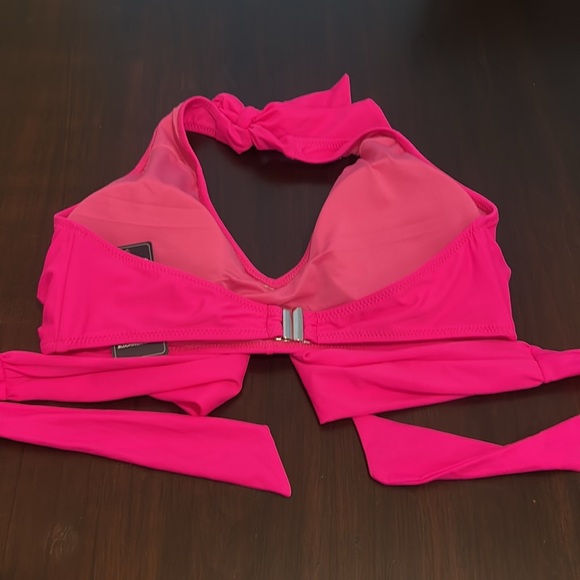 Blooming Jelly High Waisted Bikini Halter Criss Cross Wrap Swim Suit Hot Pink - Picture 7 of 15